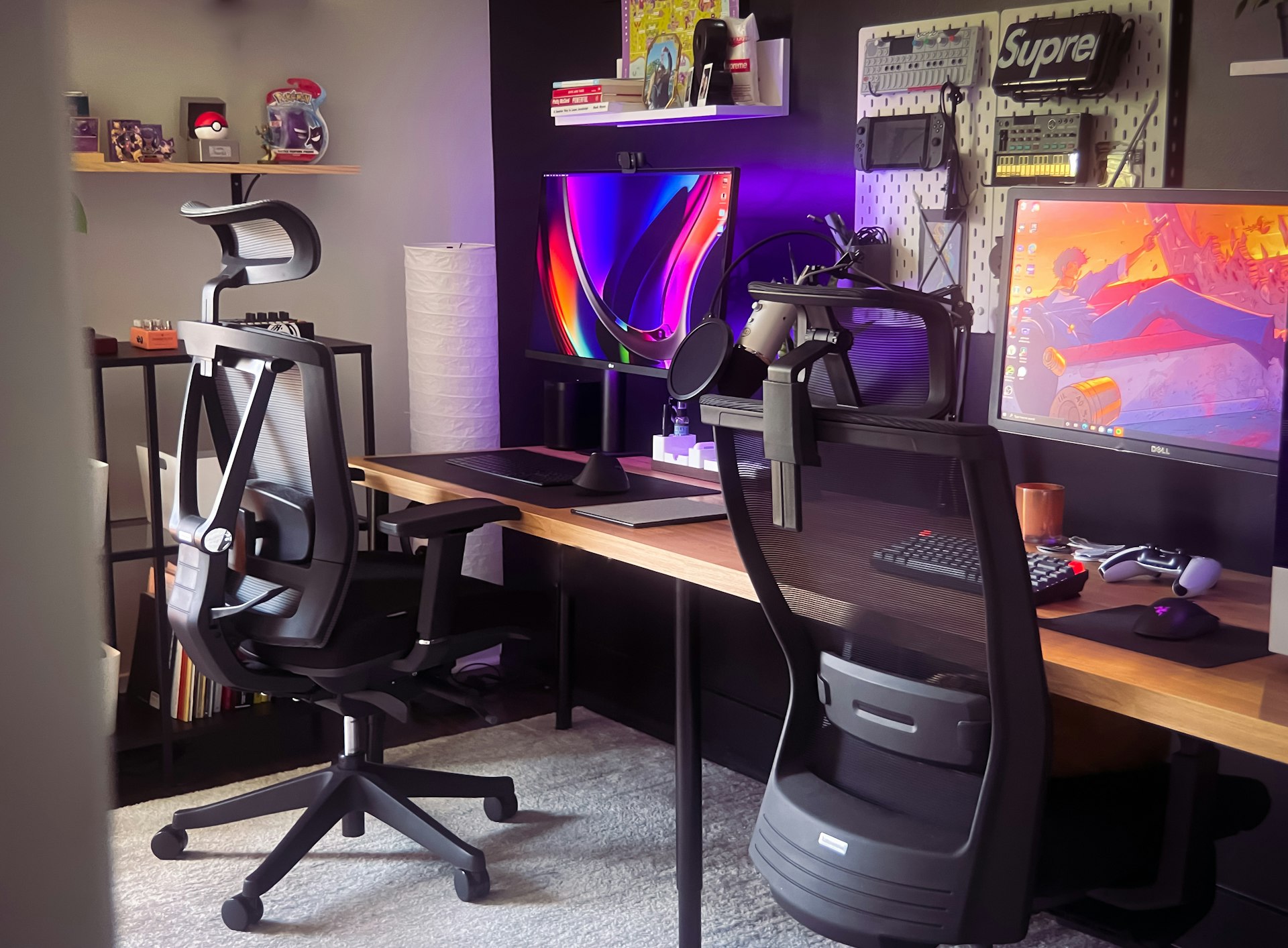 black office rolling chair beside brown wooden table